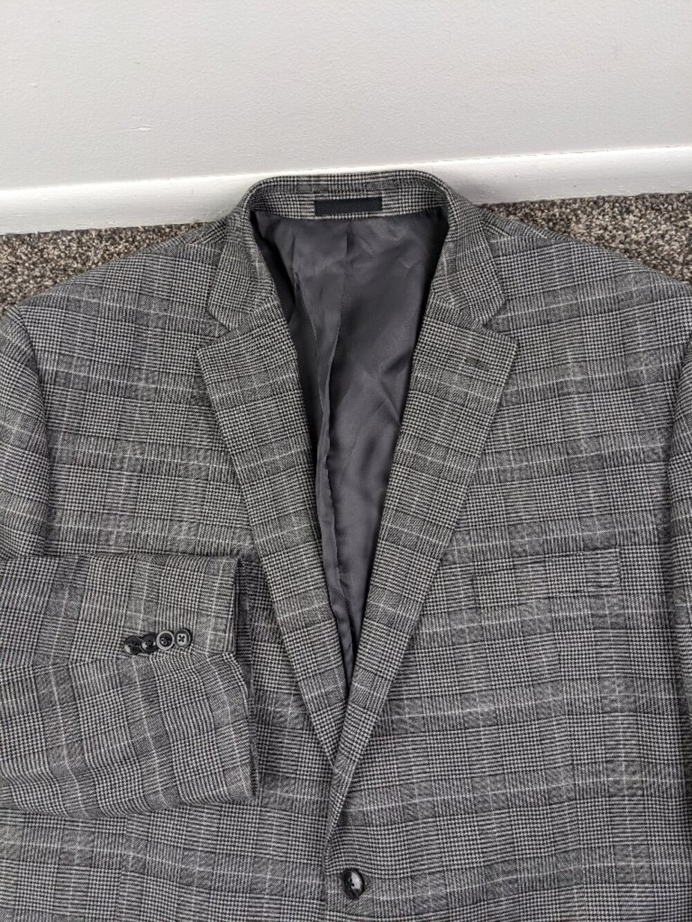 Michael Kors 52R Sport Coat Stretch Flannel Glen Windowpane Plaid Checked Gray